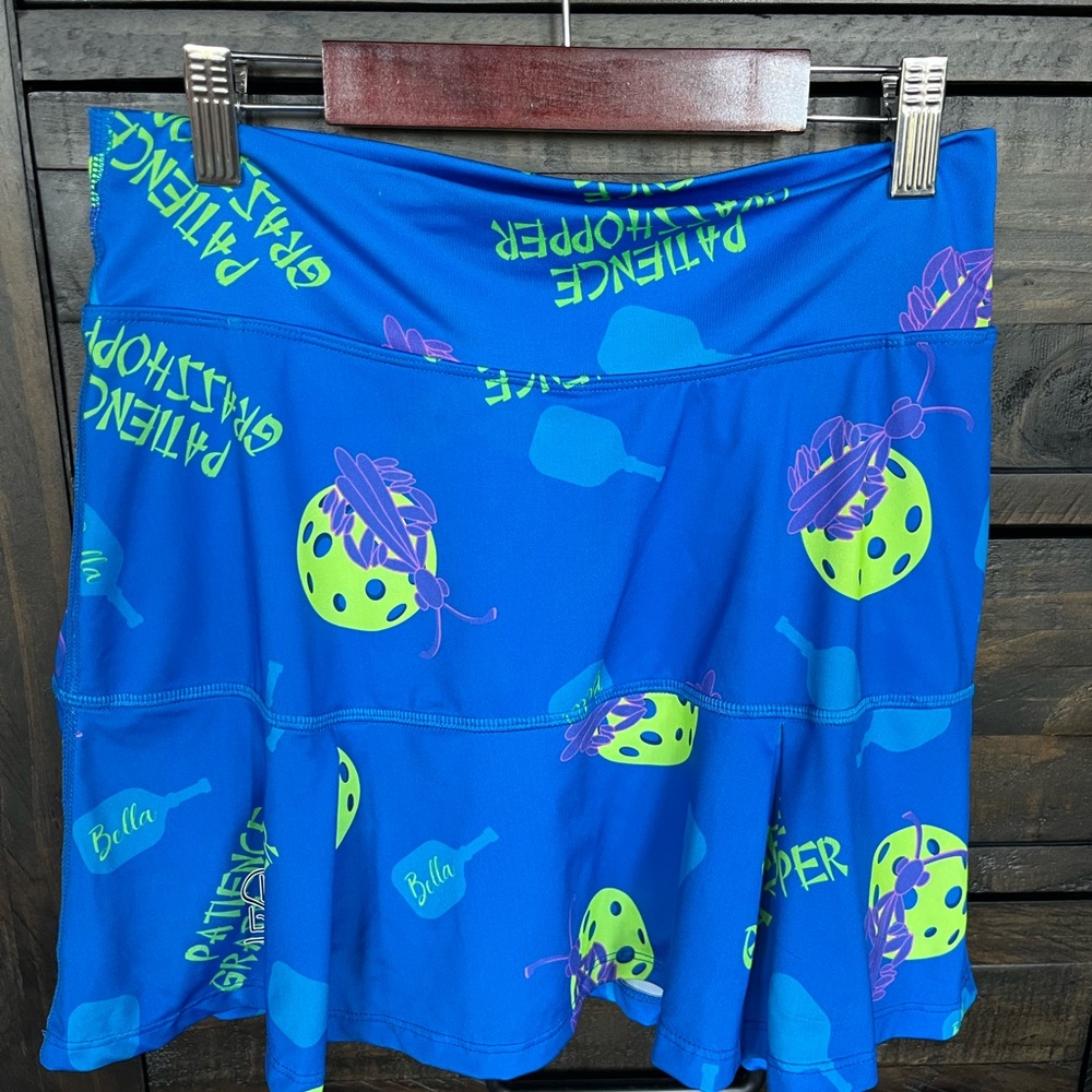 Blue Paddles & Pickleball Print Skort